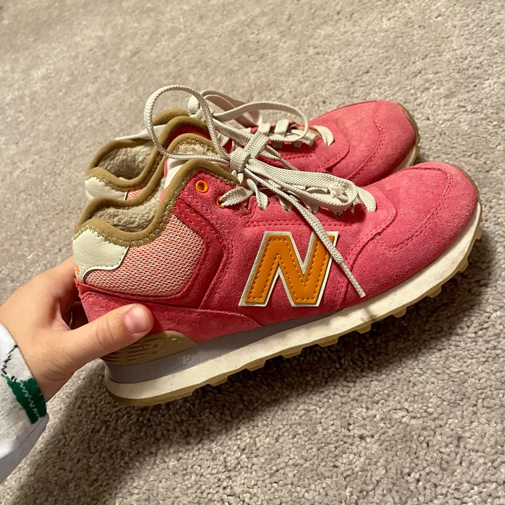 Orange and Pink Sherpa Fur Lined New Balances